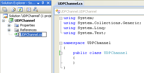 Creating the C# UDP Remoting Channel Class Library: renaming the C# source file