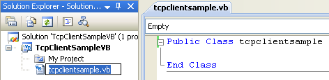 VB .NET TCP Client Program Example - renaming the class to reflect the application to be developed