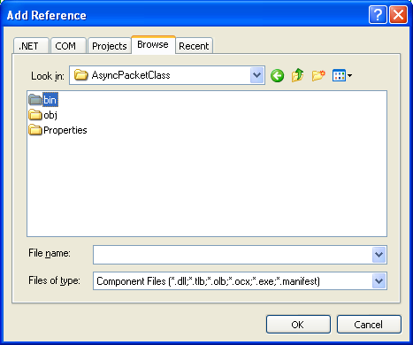 C# Asynchronous Server Program Example - browsing and finding the DLL file