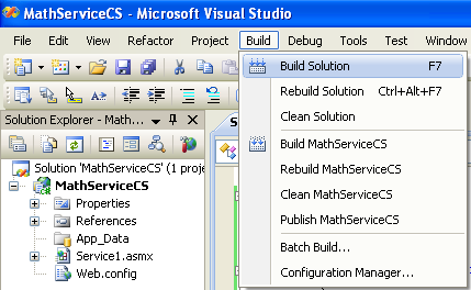 Creating and consuming the ASP .NET web service and C# console application program example: building the solution