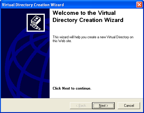 Creating and consuming the ASP .NET web service and C# console application program example: IIS virtual directory welcome wizard page