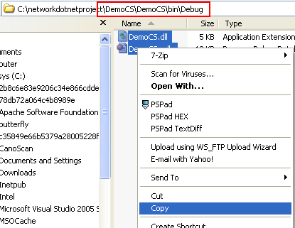 Creating the C# Server Console Application: copying the DLL files