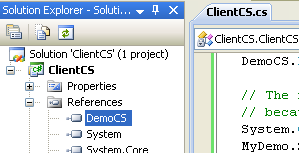 Creating the C# Remoting Client Program: the reference components