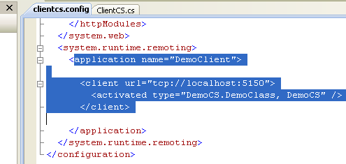 Testing the Whole .NET Remoting C# Program Sample: web.config communication settings