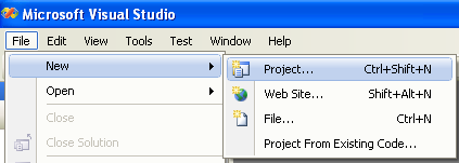 Creating Protocols Header Definition Class (C#) - invoking the New Project page through a menu