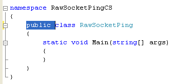 C# Raw Socket Ping Program Example - adding the class public access modifier