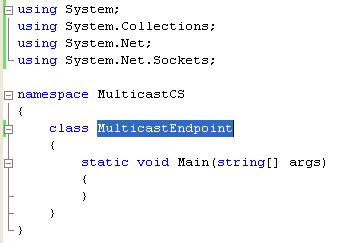 C# Multicast Program Example - renaming the class