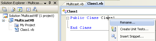 VB .NET Multicast Program Example - renaming the class name