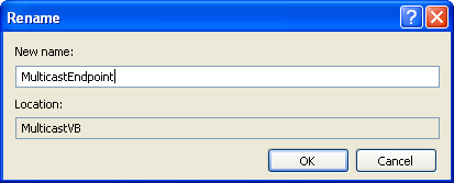 VB .NET Multicast Program Example - entering the new name for the class