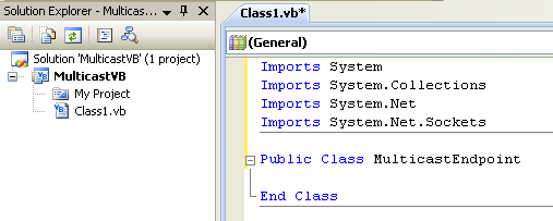 VB .NET Multicast Program Example - adding the Imports directives