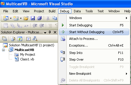 VB .NET Multicast Program Example run the project from the VS 2008 IDE
