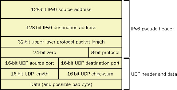 The IPv6/UDP pseudoheader checksum fields