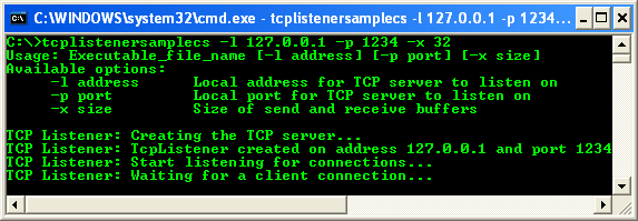 C# TcpListener Program Example - running the TCP listener