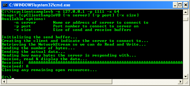 The C# TCP client and VB .NET TCP client .NET programming tutorials ... image.