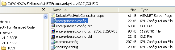 .NET Framework Network Security: the enterprise security configuration file