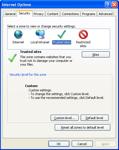 .NET Framework Network Security: the trusted sites settings accessed from the Internet Options page of the Internet Explorer, a crap product full of bugs