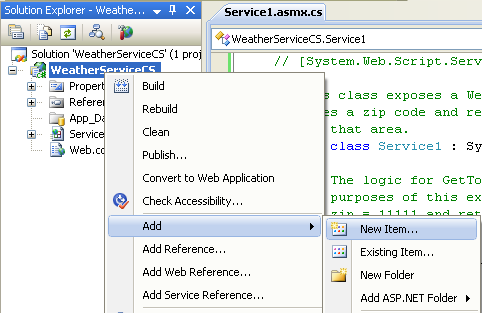 Adding a new item, web form into existing asp and C# project