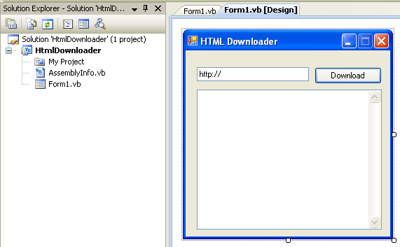 Designing a web form using Visual Basic in the Visual Studio