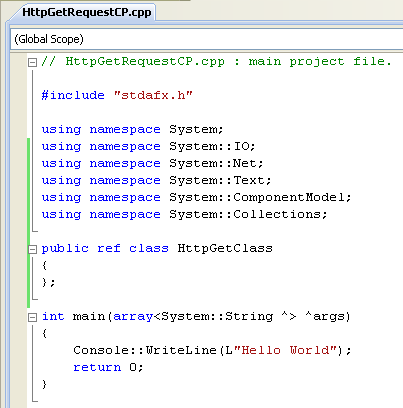 C++ Http Get Request Program Example - adding HttpGetClass class with its code