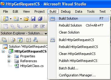 C# Http Get Request Program Example - building the project