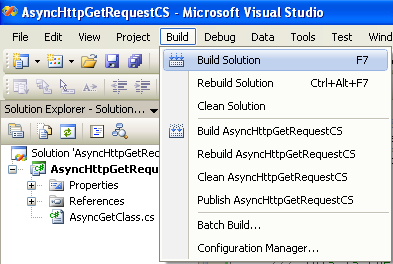 C# Asynchronous Http Get Request Program Example - building the project