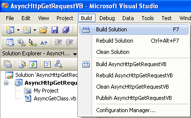 VB .NET Asynchronous Http Get Request Program Example - building a project