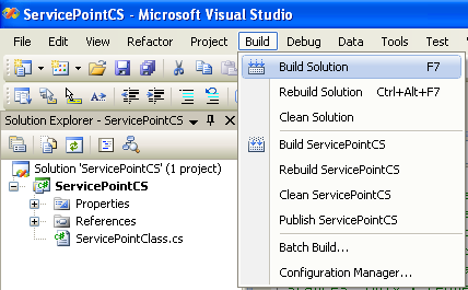 C# Service Point Program Example - building the project