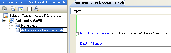 VB .NET Authentication Program Example - renaming the source file will automatically rename the class