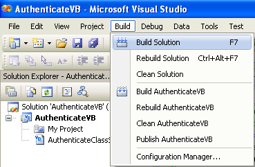 VB .NET Authentication Program Example - building the project