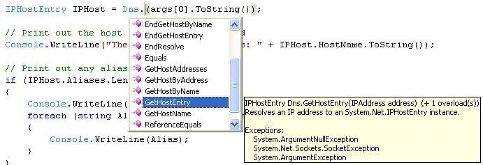 This GetHostEnty() method replacing the GetHostByName() and other related DNS methods