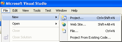 VB .NET new project creation in Visual Studio 2008 IDE