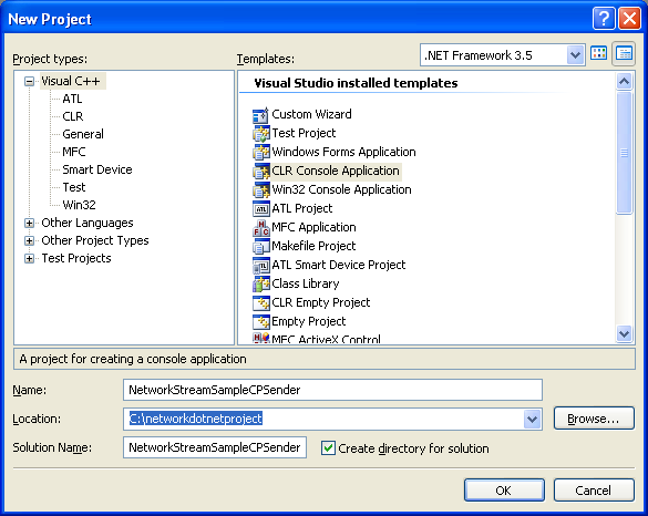 C++/CLI NetworkStream Example – Sender Program
