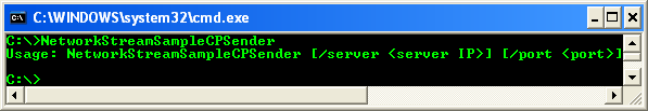 C++/CLI NetworkStream Example – Sender Program - sample output