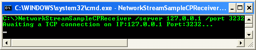 C++/CLI NetworkStream Example – Server/receiver program output sample