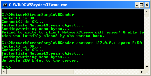 VB .NET NetworkStream Example – Sender Program output sample