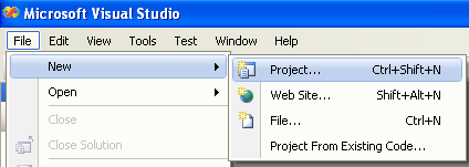 C# SSLStream Server Example - new project creation menu