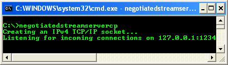 C++ NegotiateStream Server Example - a server program that start listening for connections