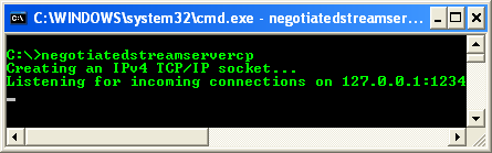 C++ NegotiateStream Client Example - running a server and start listening connection