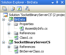 C# Binary Socket Server Program Example - several projects in one solution