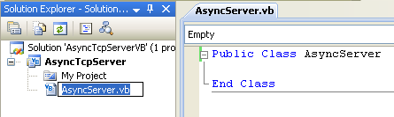 VB .NET Asynchronous Server Program Example - renaming the source file to reflect the application to be developed