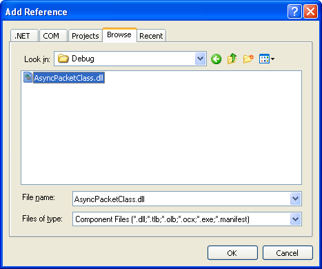 VB .NET Asynchronous Client Program Example - selecting the DLL file