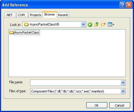VB .NET Asynchronous Client Program Example - browsing and finding the DLL file