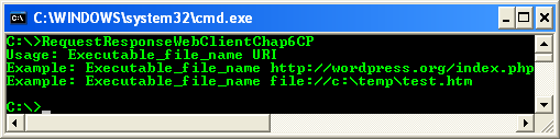C++ Request and Response Web Client Program Example - a sample output