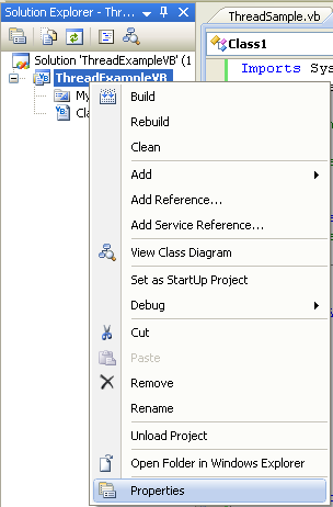 VB .NET Program Example - invoking the Properties page