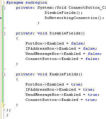 C++ WinForm Program Example - adding DisableFields() and EnableFields() methods