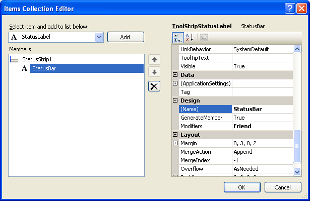 VB .NET WinForm Program Example - customizing the StatusLabel control