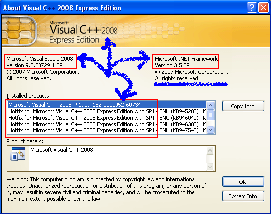 Visual C++ Express Edition 2008 with Visual Studio service pack 1