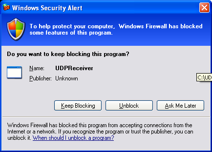The UDP connectionless select Winsock2 and C program: unblocking the Windows firewall protection
