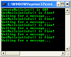 Mailslot: Running the server program