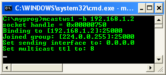 Winsock and Multicasting Program example which demonstrates the IPv4/IPv6 multicast using setsockopt() - sample output